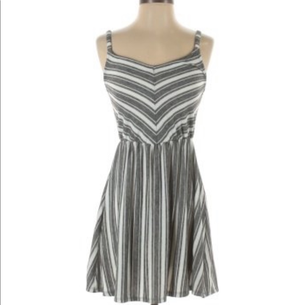 light grey chevron and striped casual dress